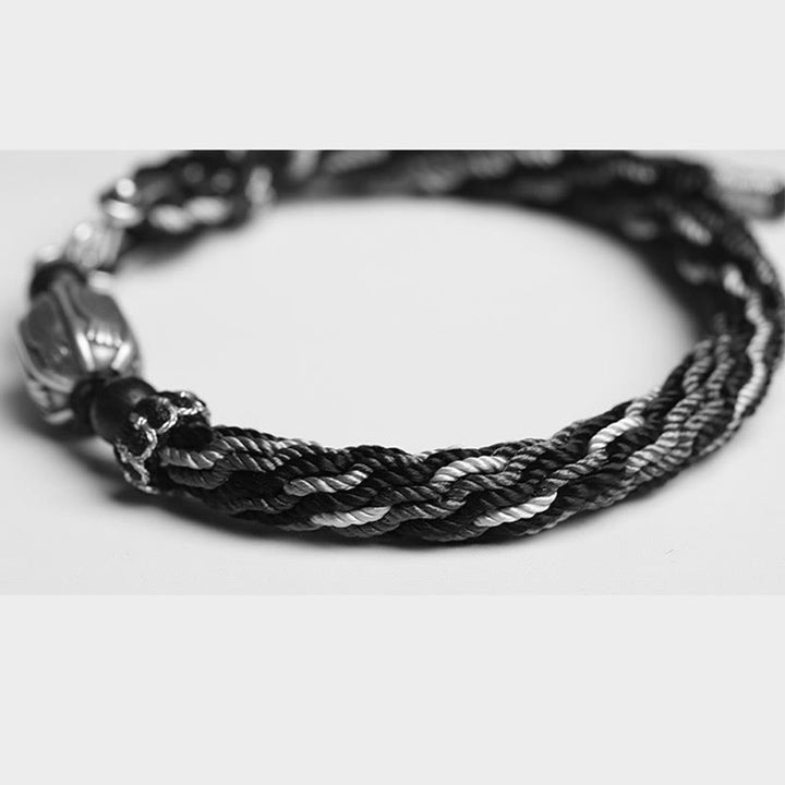 Buddha Stones 925 Sterling Silver Koi Fish Wealth Reincarnation Knot Braid String Bracelet - image 7