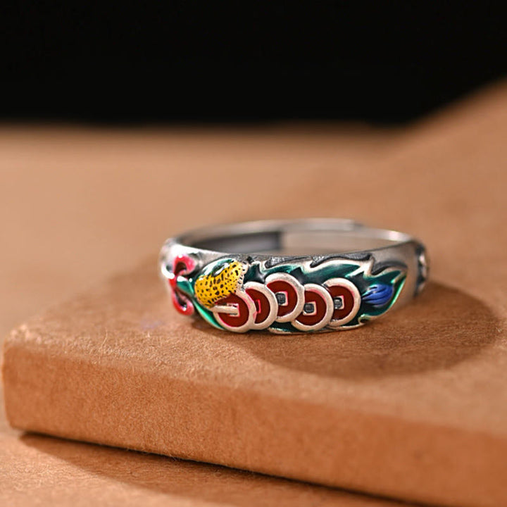 Buddha Stones Feng Shui Five Emperor Coins Wealth Ring - image 2