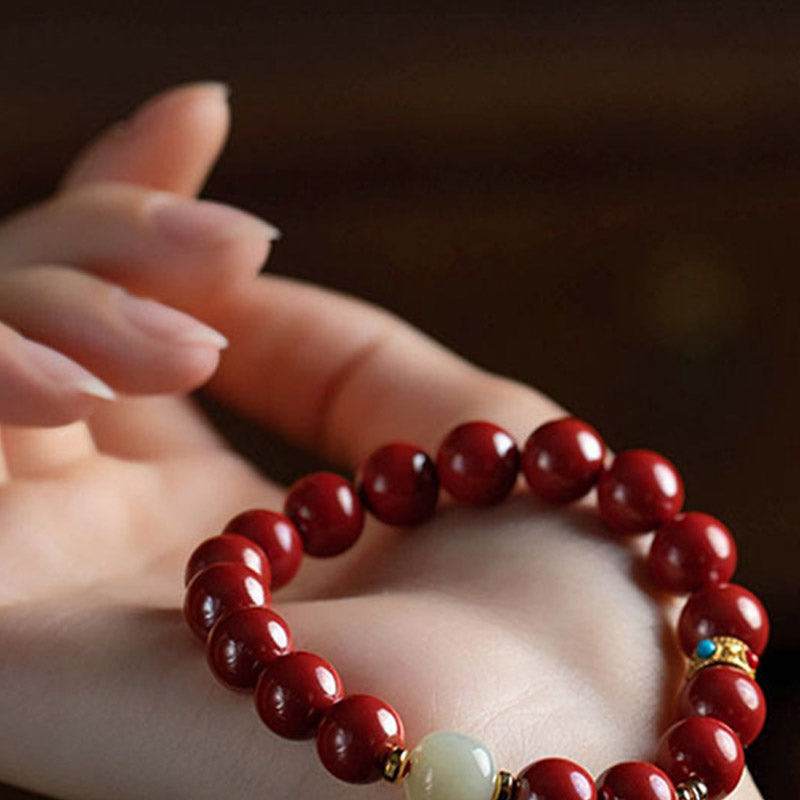 Buddha Stones Cinnabar Jade Healing Protection Charm Bracelet - image 5