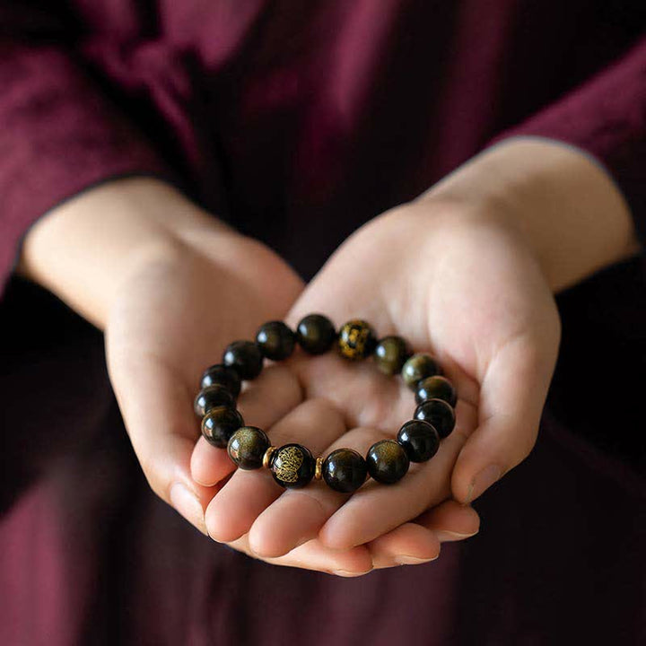 Buddha Stones Chinese Zodiac Natal Buddha Gold Sheen Obsidian Wealth Protection Bracelet - image 18