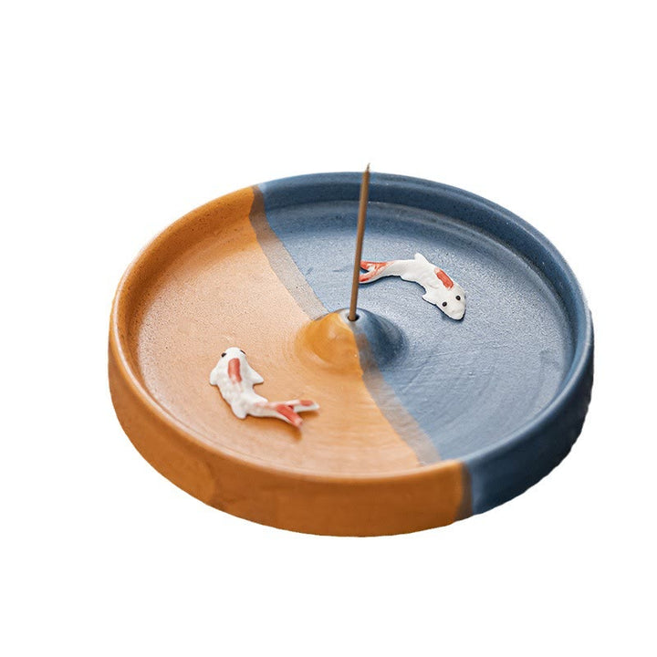 Buddha Stones Koi Fish Pattern Spiritual Healing Ceramic Incense Stick Burner Decoration - image 3