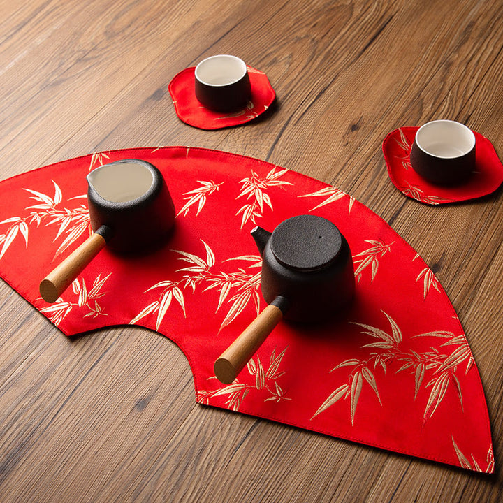 Buddha Stones Vintage Sea Wave Bamboo Plum Blossom Embroidered Cup Mat Pad Tea Cup Coaster Kung Fu Tea Mat - image 27