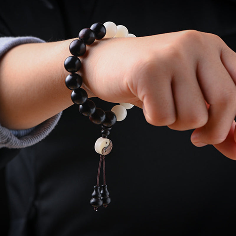 Buddha Stones Ebony YinYang Protection Bracelet Decoration - image 5