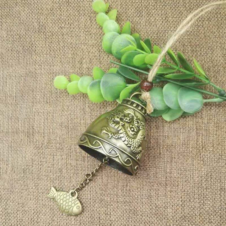Buddha Stones Feng Shui Buddha Koi Fish Dragon Elephant Wind Chime Bell Luck Wall Hanging Decoration - Dragon - image 6
