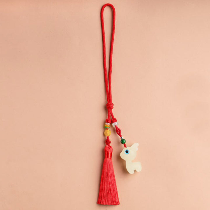 Buddha Stones Mini Cute Deer Glowstone Luminous Lucky Deer Energy Key Chain Phone Car Hanging Decoration - Luminous Deer Car Hanging Decoration - image 9