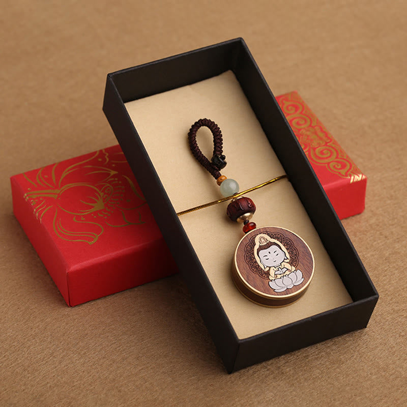 Buddha Stones Ebony Wood Rosewood Buddha Avalokitesvara Om Mani Padme Hum Balance Car Key Chain Decoration - image 21