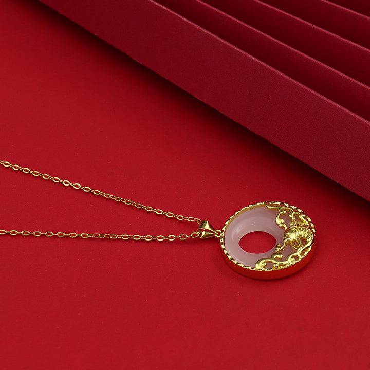 Buddha Stones White Jade Koi Fish Titanium Steel Prosperity Necklace Pendant - image 4