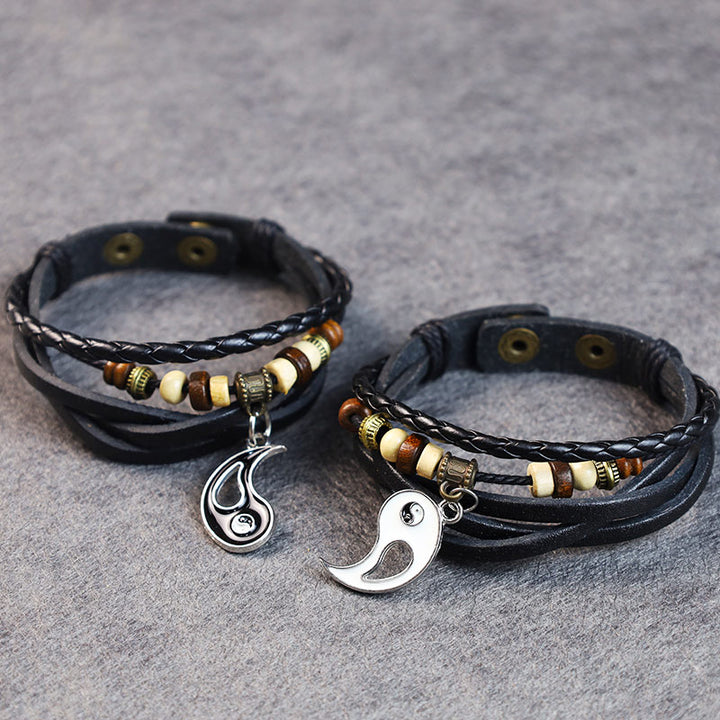 Buddha Stones Yin Yang Pendant Couple Balance Bracelet - image 3