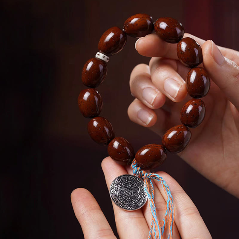 Buddha Stones Tibetan Natural Purple Gold Rat OM Chinese Zodiac Nine Palaces Eight Diagrams Charm Wealth Bracelet - image 4