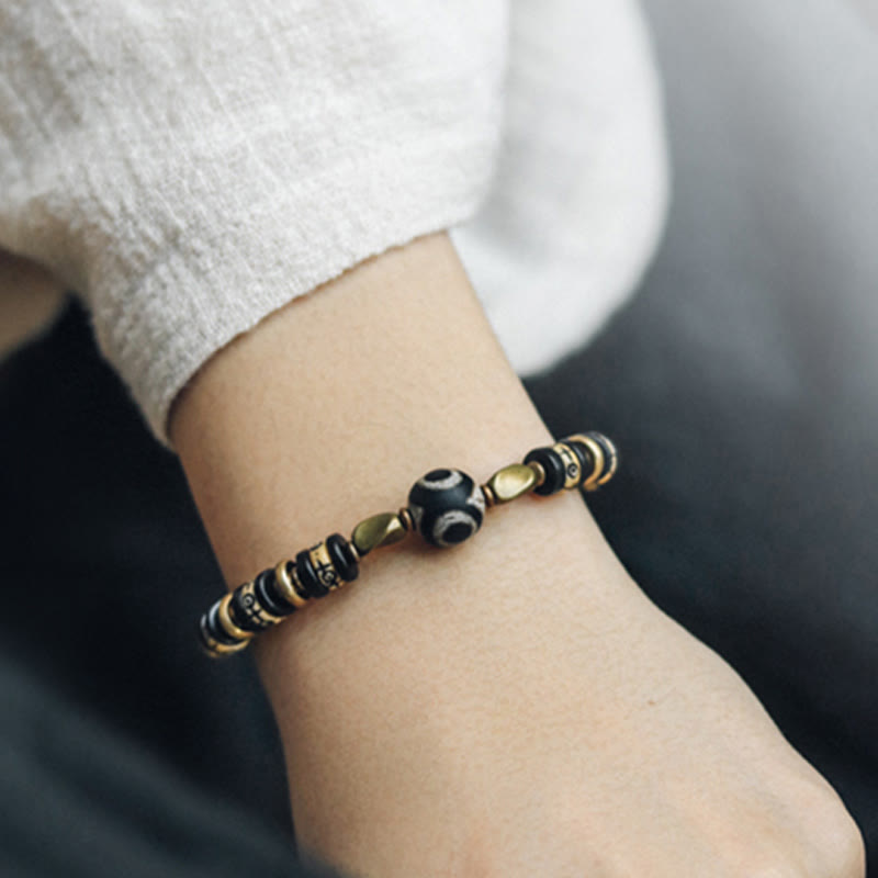 Buddha Stones Tibetan Bone Beads Ebony Wood Strength Bracelet - image 2