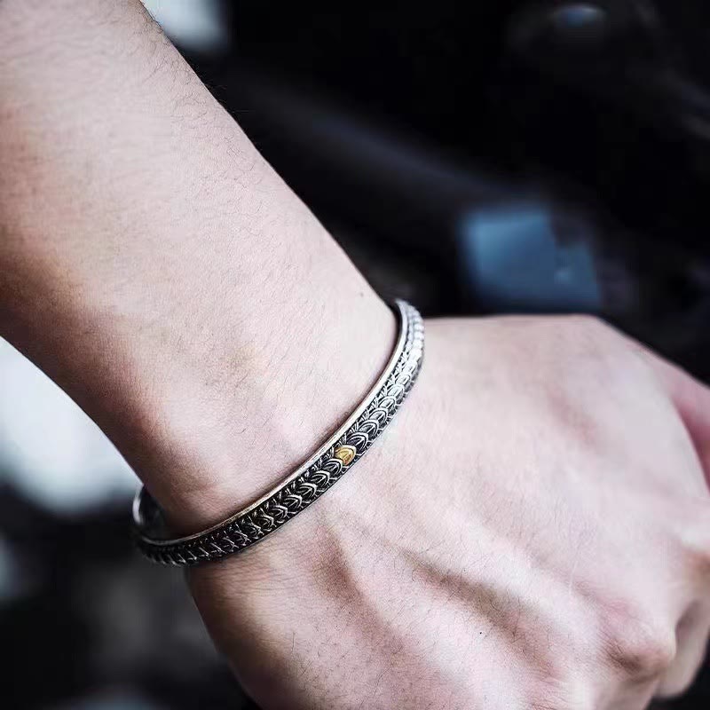 Buddha Stones Vintage Dragon Scales Pattern Luck Wealth Cuff Bracelet Bangle - image 2