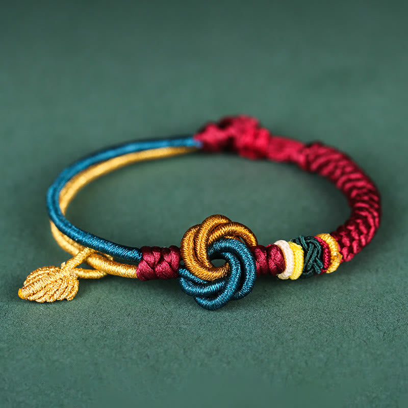 Buddha Stones Tibetan Handmade Mandala Knot Leaf Luck Rope Bracelet - 14-16cm - image 0