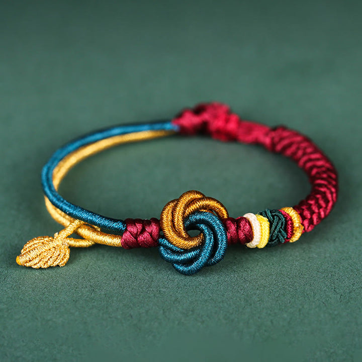 Buddha Stones Tibetan Handmade Mandala Knot Leaf Luck Rope Bracelet - 14-16cm - image 0