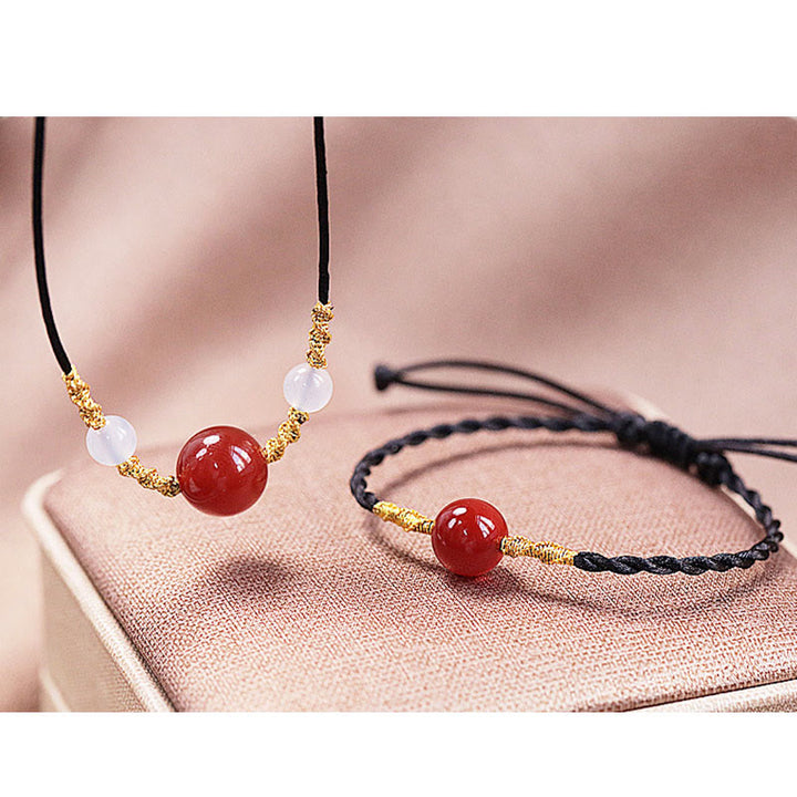 Buddha Stones Natural Red Agate Chalcedony Self-acceptance Confidence String Bead Bracelet Necklace Pendant - image 4