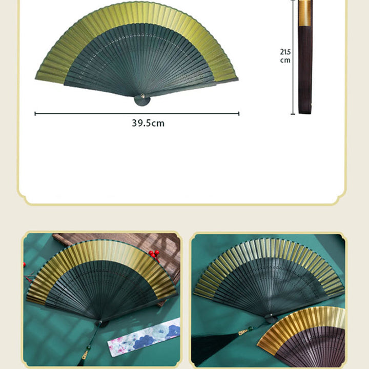 Buddha Stones Gradient Handheld Bamboo Folding Fan - image 8