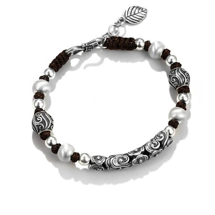 Buddha Stones Tibet Handmade Copper 999 Sterling Silver Auspicious Cloud Wealth String Bracelet - image 11