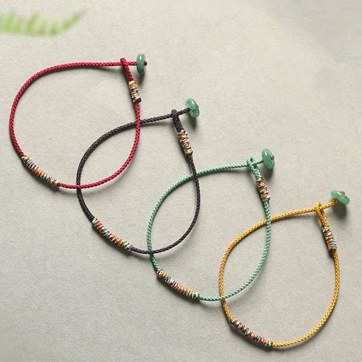 Buddha Stones Tibetan Handmade Green Aventurine Luck Protection Braided Rope Bracelet - image 1