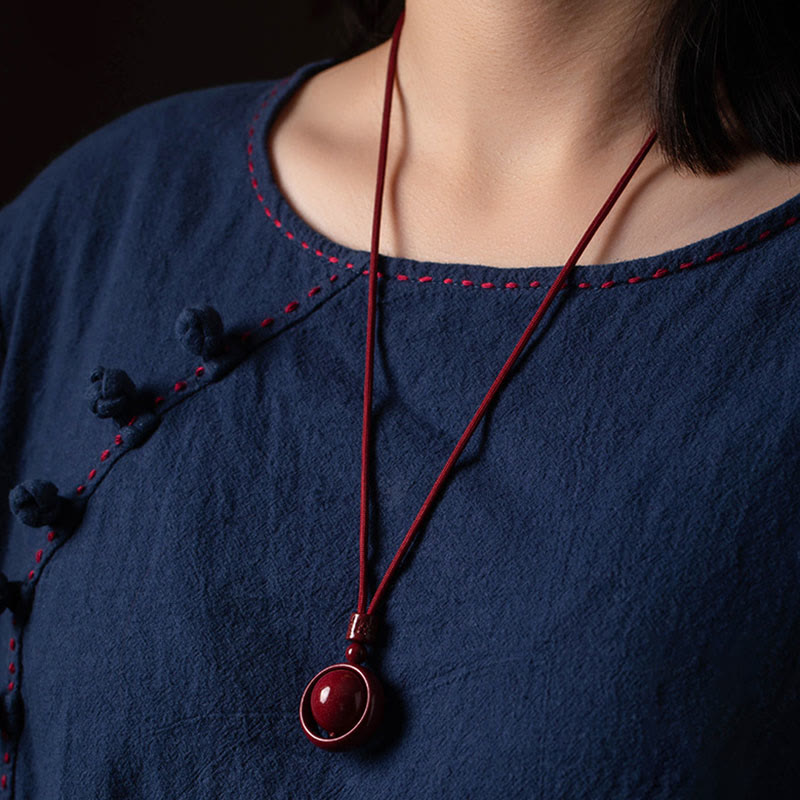 Buddha Stones Cinnabar Om Mani Padme Hum PiXiu Blessing Lucky Bead Necklace Pendant - image 7