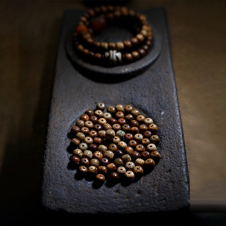 Buddha Stones Tibetan Bodhi Seed Amber Dzi Bead Agate Zakiram Goddess of Wealth Beads Triple Wrap Bracelet - image 19