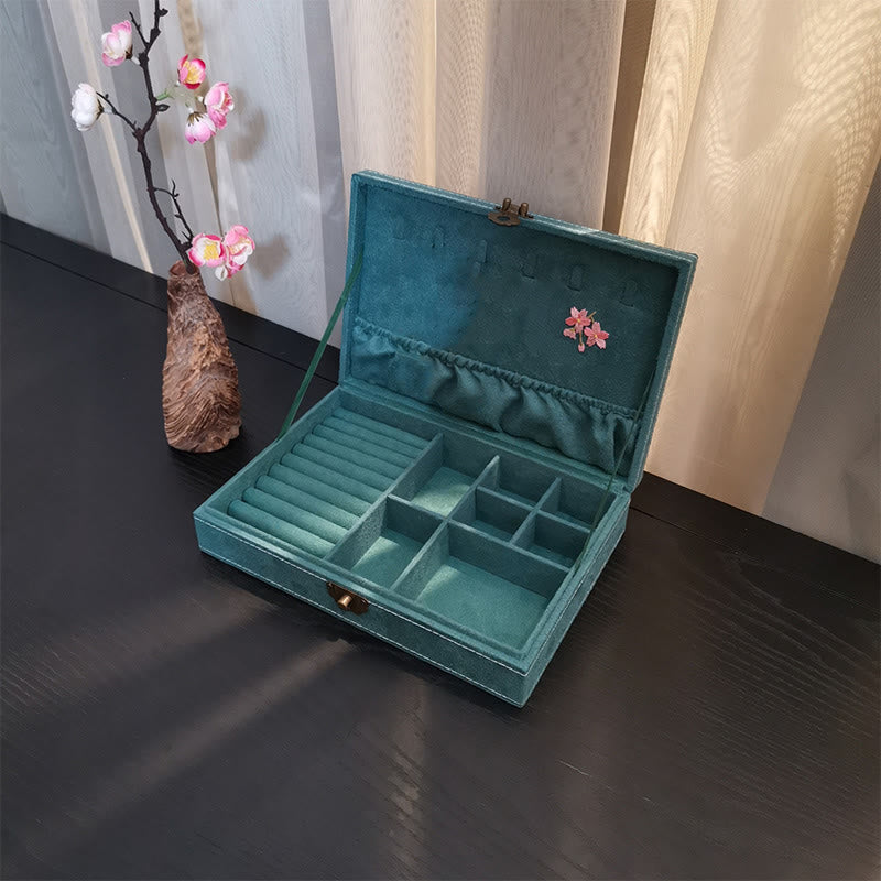 Buddha Stones Flowers Dragonfly Jewelry Box Organizer Single Layer Jewelry Storage Box Flannel Box - image 2