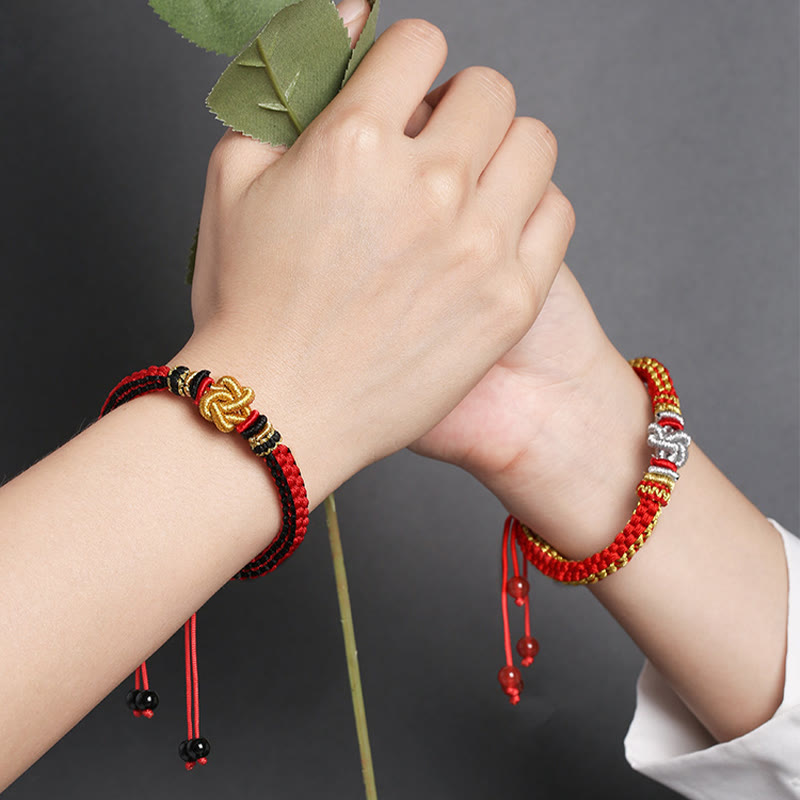 Buddha Stones Colorful Rope True Love Knot Luck Handmade Bracelet - image 17