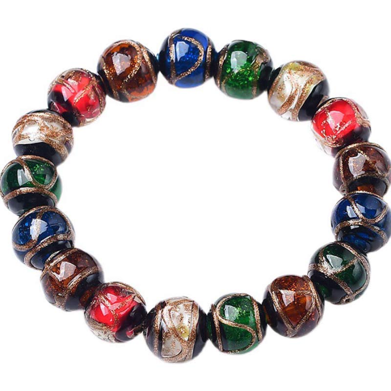 Buddha Stones Colorful Liuli Glass Bead Luck Bracelet - image 6