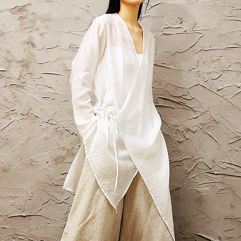 Buddha Stones Simple White Beige Pattern Meditation Spiritual Zen Practice Yoga Clothing Women's Clothes - image 2