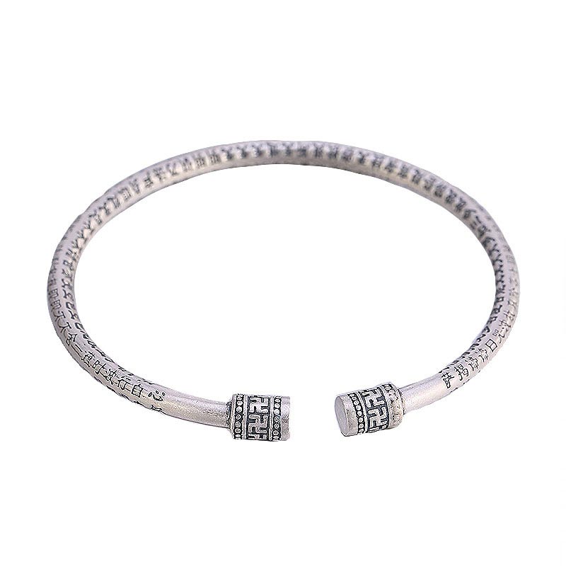 Buddha Stones Tibetan Heart Sutra White Copper Luck Bracelet - image 4
