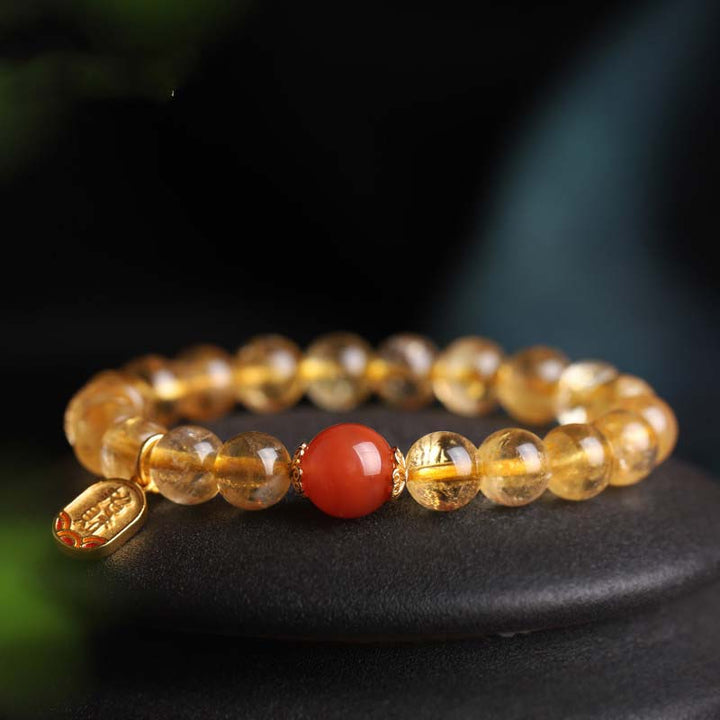 Buddha Stones Citrine Red Agate Fortune Charm Bracelet - image 6