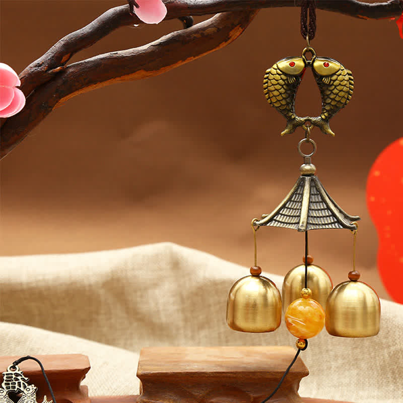 Feng Shui Copper Coin Koi Fish Bagua Kirin Wind Chime Bell Luck Wall Hanging Decoration - Koi Fish - image 4