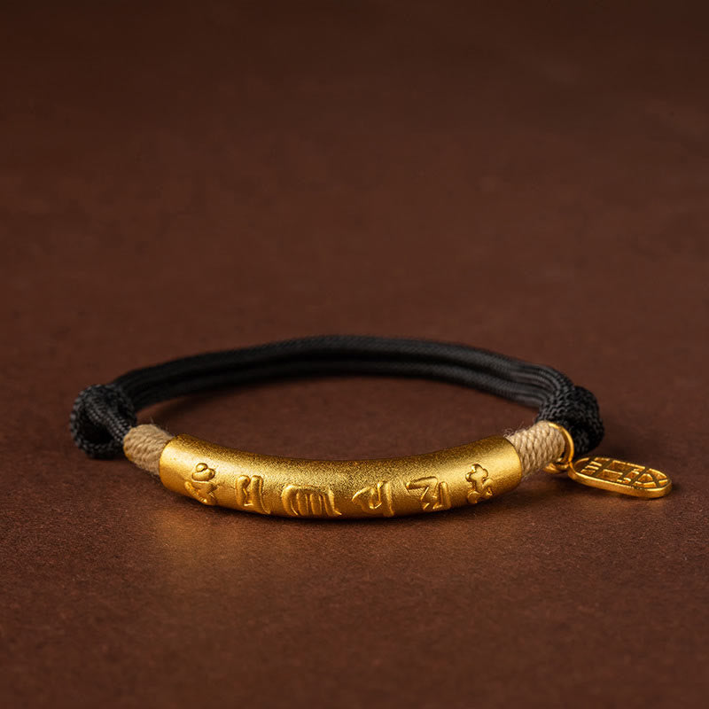 Buddha Stones 999 Sterling Silver Tibet Handmade Om Mani Padme Hum Fu Character TopRank Character Luck Braided Bracelet - Copper Om Mani Padme Hum - Black Rope(Wrist Circumference 15-19cm) - image 11