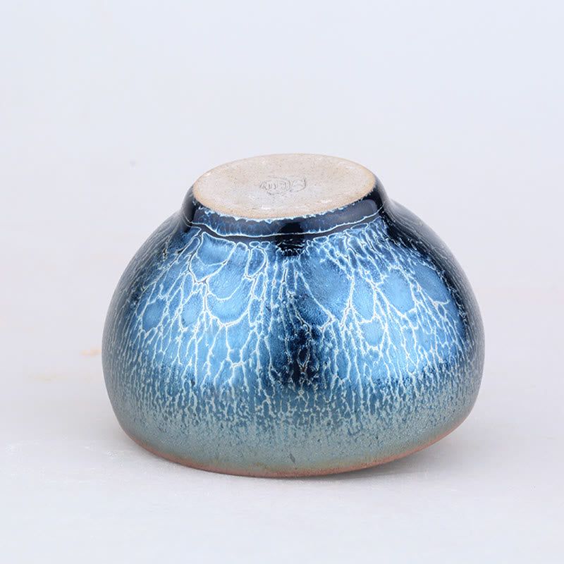 Buddha Stones Handmade Jellyfish Dragon Scale Pattern Chinese Jianzhan Ceramic Teacup Tenmoku Kung Fu Tea Cup - image 4