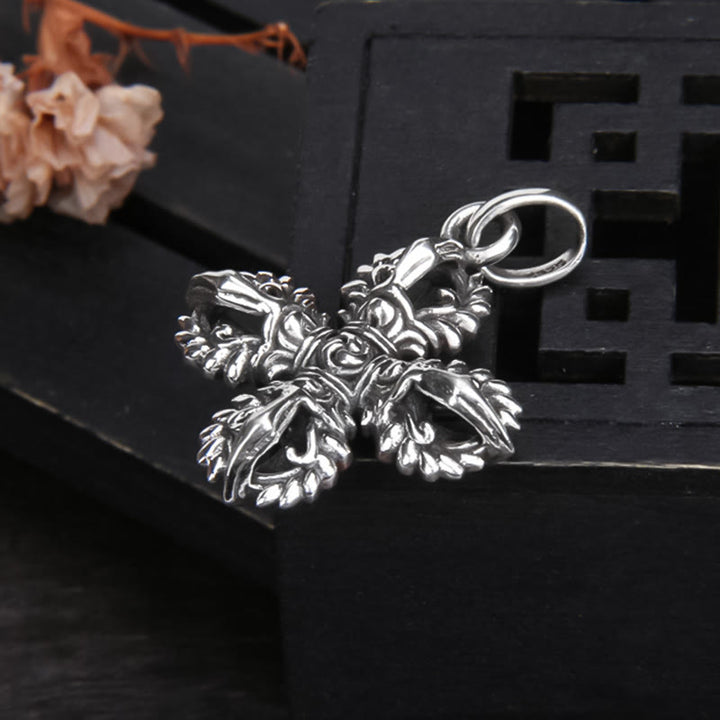 Buddha Stones 925 Sterling Silver Double Dorje Vajra Spiritual Strength Necklace Pendant - image 3