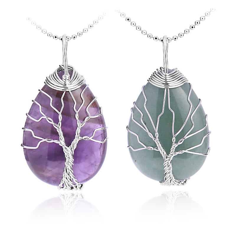 Buddha Stones Natural Quartz Crystal Tree Of Life Healing Energy Necklace Pendant - image 28