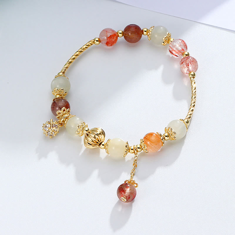 Buddha Stones Colorful Rutilated Quartz Cat Eye Zircon Auspiciousness Bead Bracelet - image 3