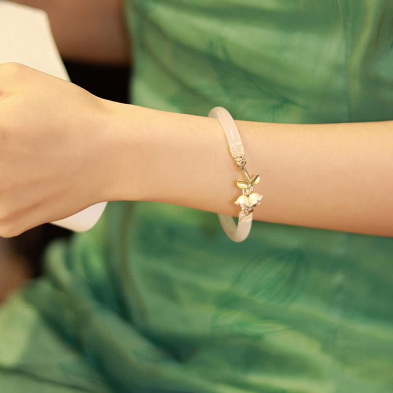 Buddha Stones Lily of the Valley Flower Happiness Strength Bracelet Bangle - image 3