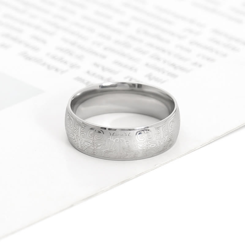 Buddha Stones Lucky Mythological Creature Taotie Wealth Titanium Steel Ring - Silver - US12 - image 9