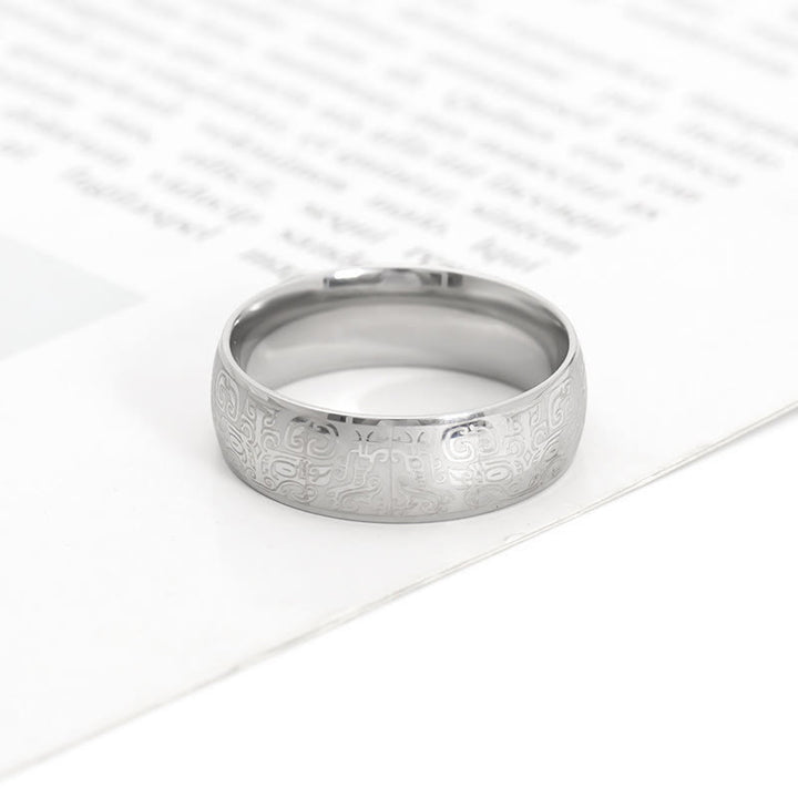 Buddha Stones Lucky Mythological Creature Taotie Wealth Titanium Steel Ring - Silver - US12 - image 9