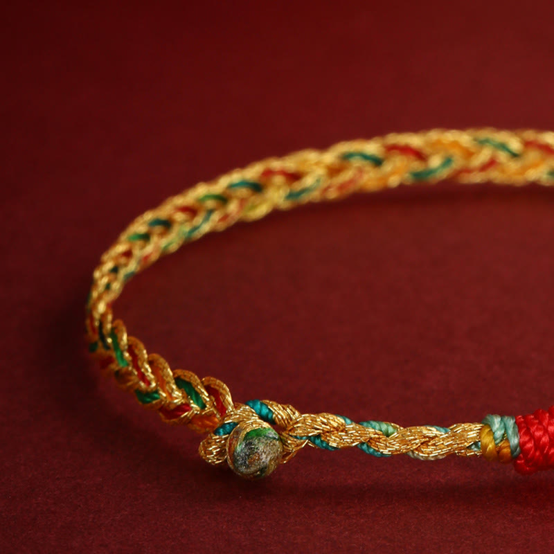 Buddha Stones Year of the Dragon Handmade Colorful Dragon Carved Success Braided Bracelet - image 6