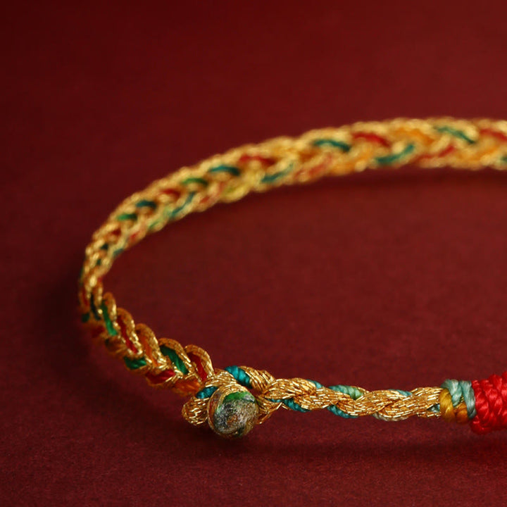 Buddha Stones Year of the Dragon Handmade Colorful Dragon Carved Success Braided Bracelet - image 6