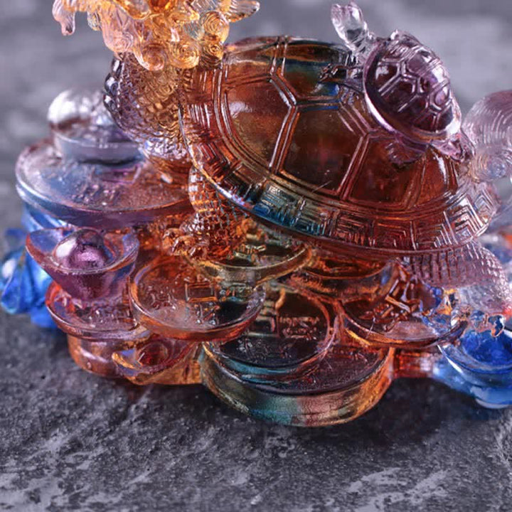 Buddha Stones Feng Shui Dragon Turtle Coins Handmade Liuli Crystal Luck Art Piece Home Office Decoration - image 11