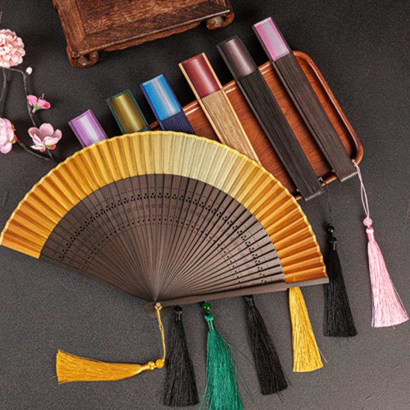 Buddha Stones Gradient Handheld Bamboo Folding Fan - image 11