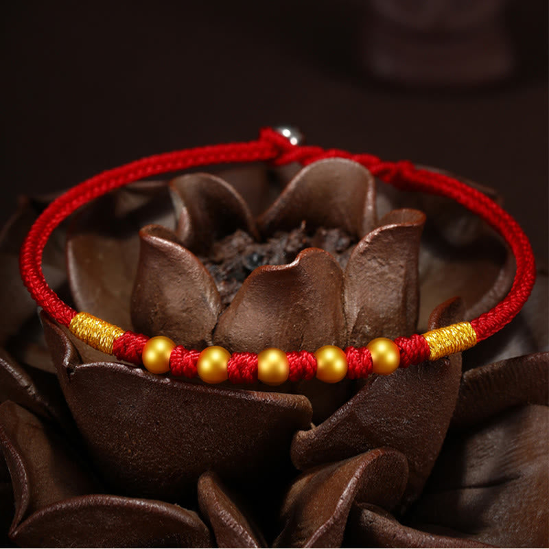 Buddha Stones 999 Gold Beads Luck King Kong Knot Handmade Braided Protection Bracelet - image 14