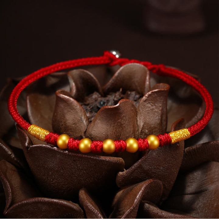 Buddha Stones 999 Gold Beads Luck King Kong Knot Handmade Braided Protection Bracelet - image 14