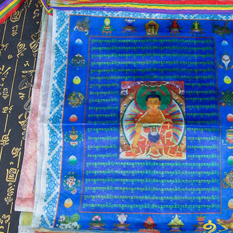 Buddha Stones Tibetan 5 Colors Windhorse Buddha Tara Scriptures Healing Auspicious Outdoor Prayer Flag - image 18