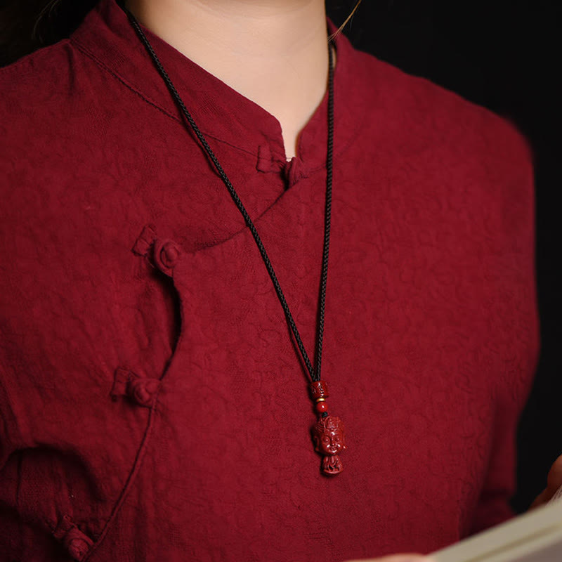 Buddha Stones Chinese Zodiac Natal Buddha Natural Cinnabar Amulet Keep Away Evil Spirits Necklace Pendant - image 13