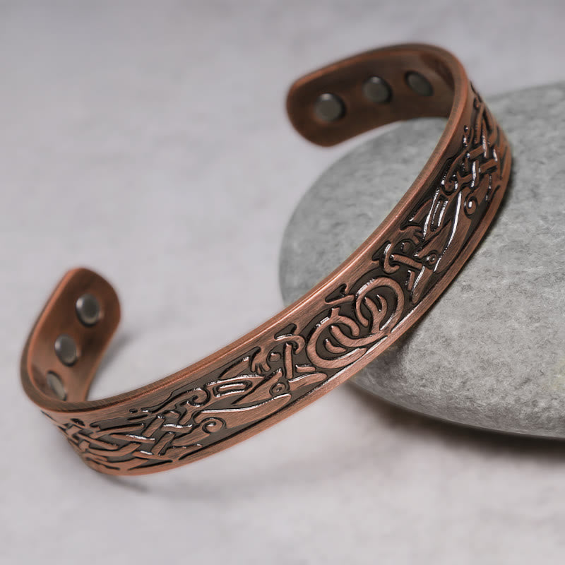 Buddha Stones Viking Birds Magnetic Copper Adjustable Cuff Bracelet Bangle - image 1
