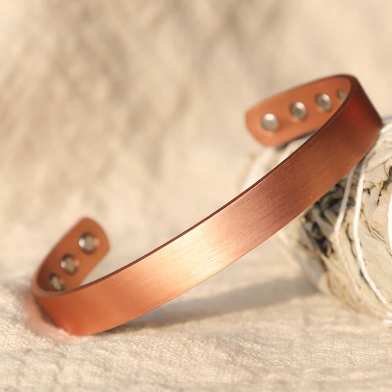 Buddha Stones Vintage Pattern Magnetic Copper Adjustable Cuff Bracelet Bangle - image 0
