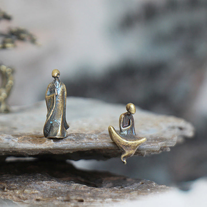 Buddha Stones Mini Meditation Buddha Metal Monk Serenity Home Decoration - image 2