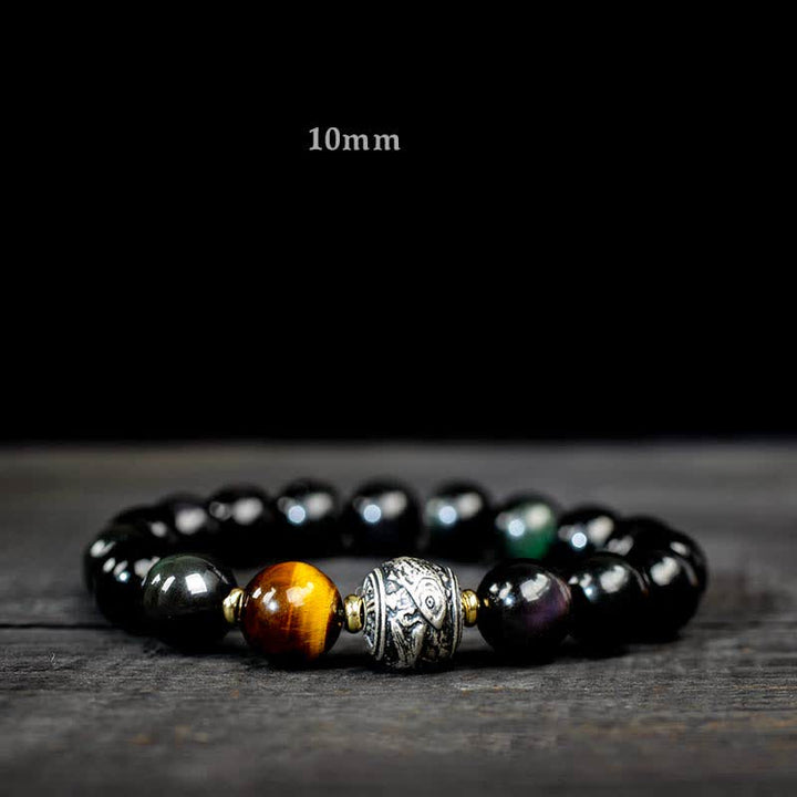 Buddha Stones To Experience a Reversal of Fortune Rainbow Obsidian Gold Sheen Obsidian Protection Bracelet - 10mm - Rainbow Obsidian - image 6